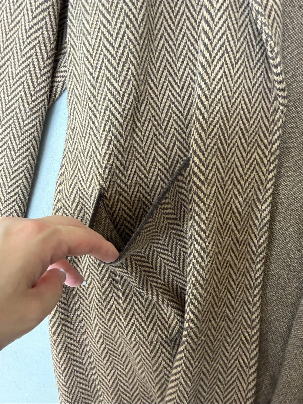 J. Crew Brown and Tan Chevron Knit Sweater cotton wool blend